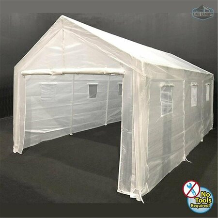 ENTRETENIMIENTO 10 x 20 ft. Universal 8 Leg Canopy with Greenhouse Cover, White EN3683804